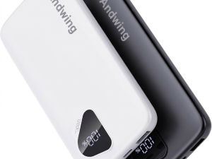 Andwing 2-Pack 12800mAh Power Bank Black and White, 4-Output 2-Input Ultra Slim Portable Battery Pack Fast Charging