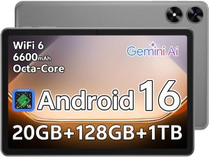 Andwing 2026 Android 16 10.1 Inch Tablet with Gemini AI, Octa-Core Processor, 20GB RAM 128GB ROM 1TB Expandable, 6600mAh Battery WiFi HD IPS Screen